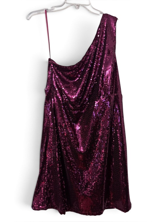 torrid Dresses & Skirts - torrid One-Shoulder mini Sequin wine tasting Dress - Magenta